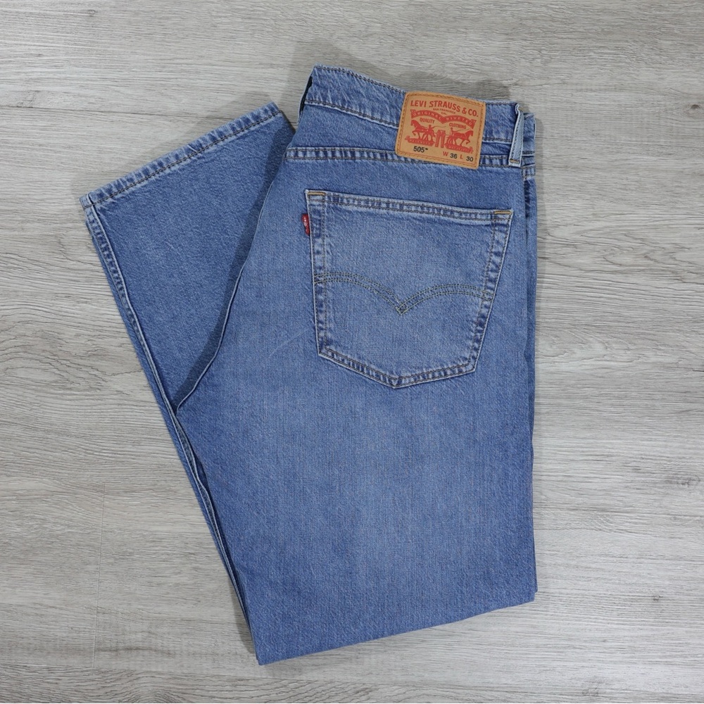 Levi's Men's 505 Regular Fit Jeans Blue Denim 36x30